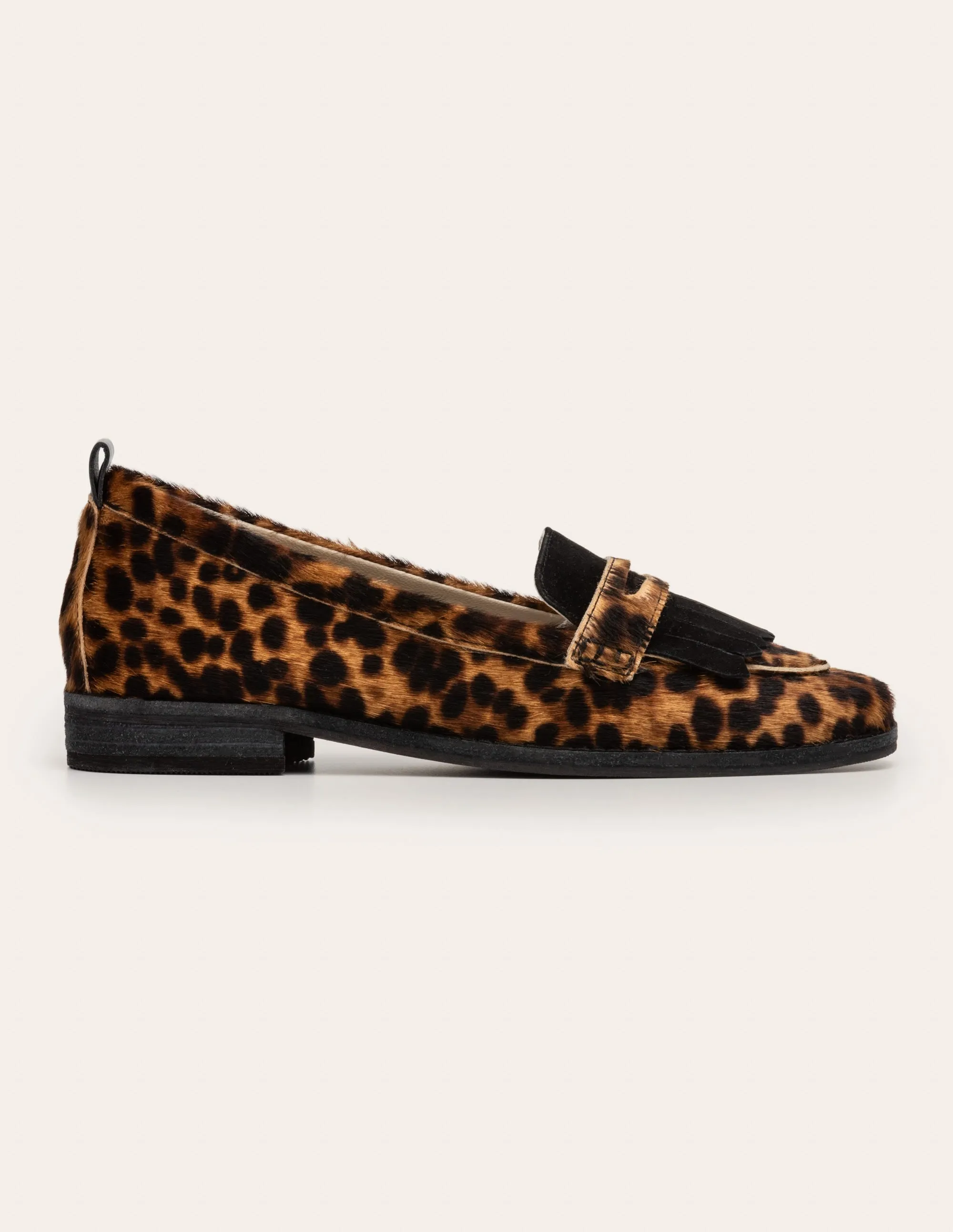 Aubrey Flexi Sole Loafers-Tan Leopard/Black