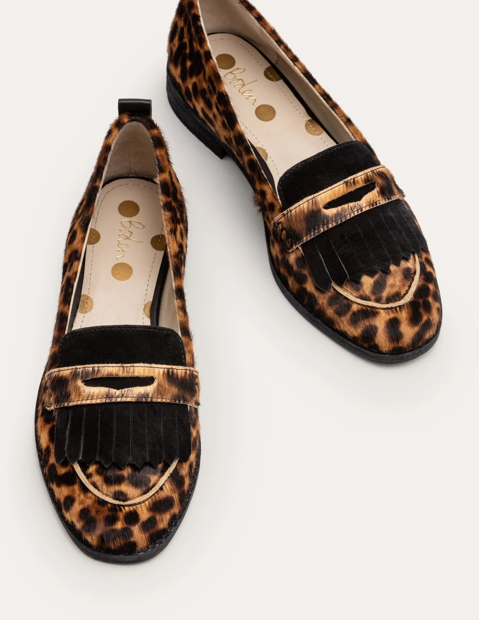 Aubrey Flexi Sole Loafers-Tan Leopard/Black