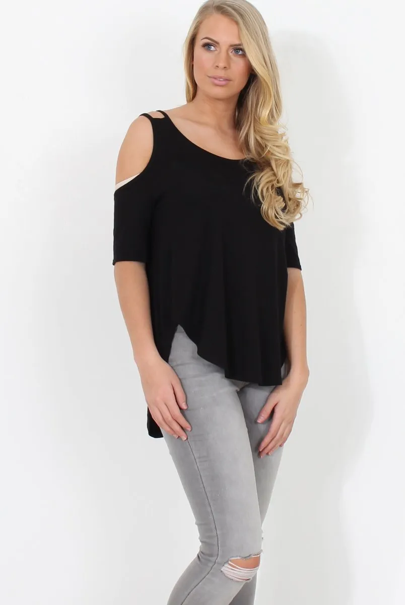 Black Cold Shoulder Top - Jade