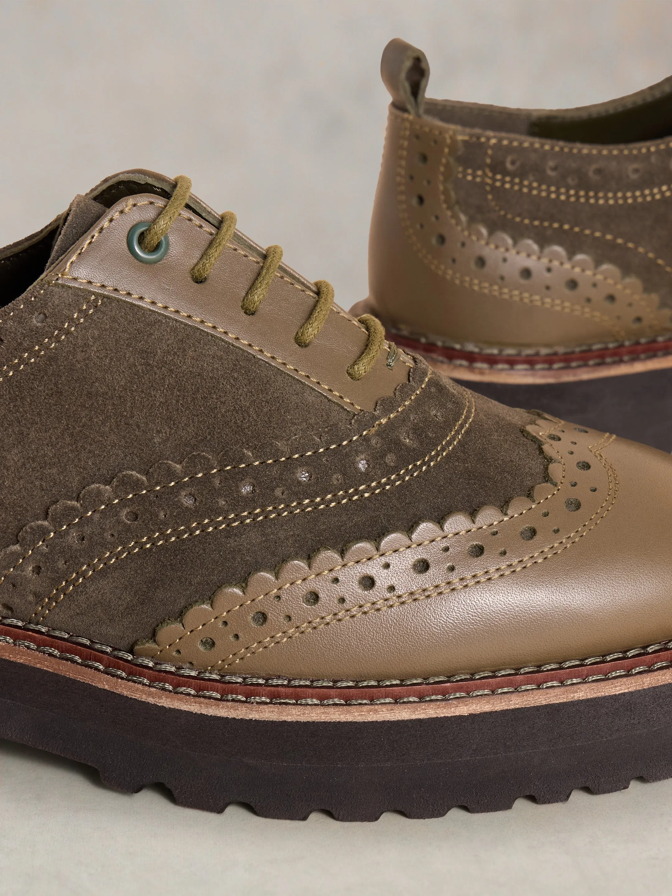 Chunky Lace Up Brogue - Khaki Green