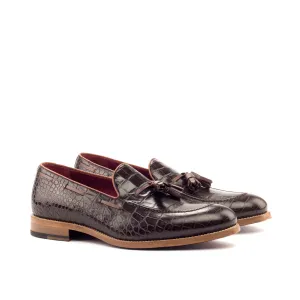 DapperFam Luciano in Dark Brown / Burgundy / Cognac/ Med Brown Men's Italian Leather Loafer