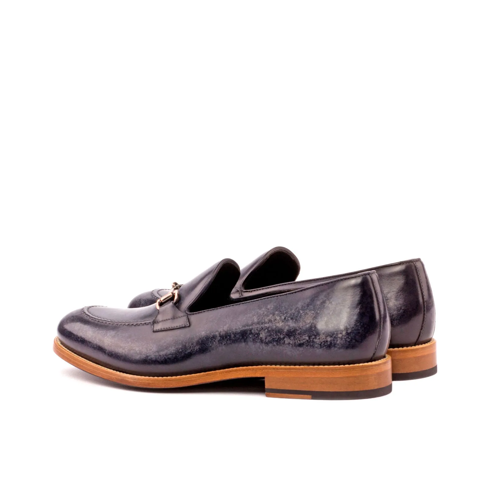 DapperFam Luciano in Grey Men's Hand-Painted Patina Loafer