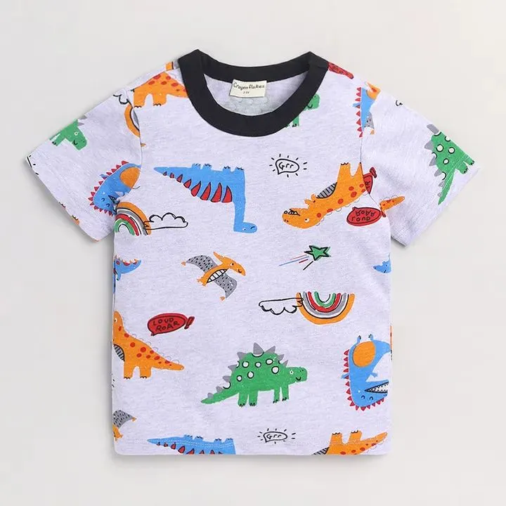 Dinosaur Printed Half Sleeves Set