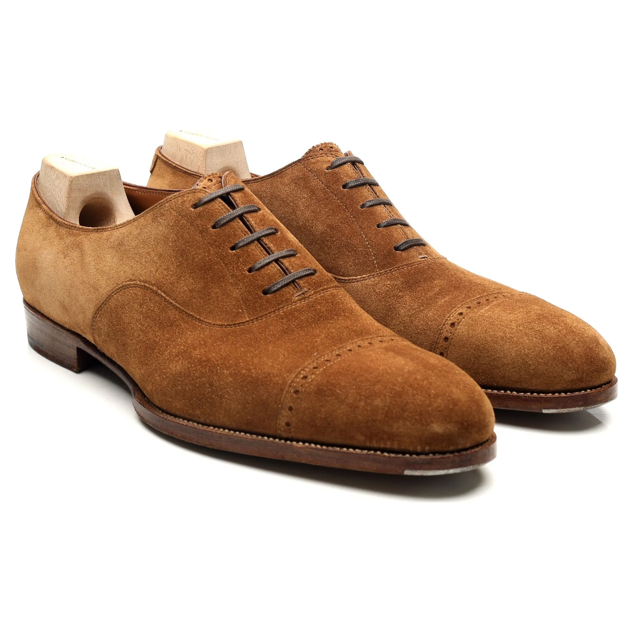 Drake's Tan Brown Suede Oxford Semi Brogues UK 10 F