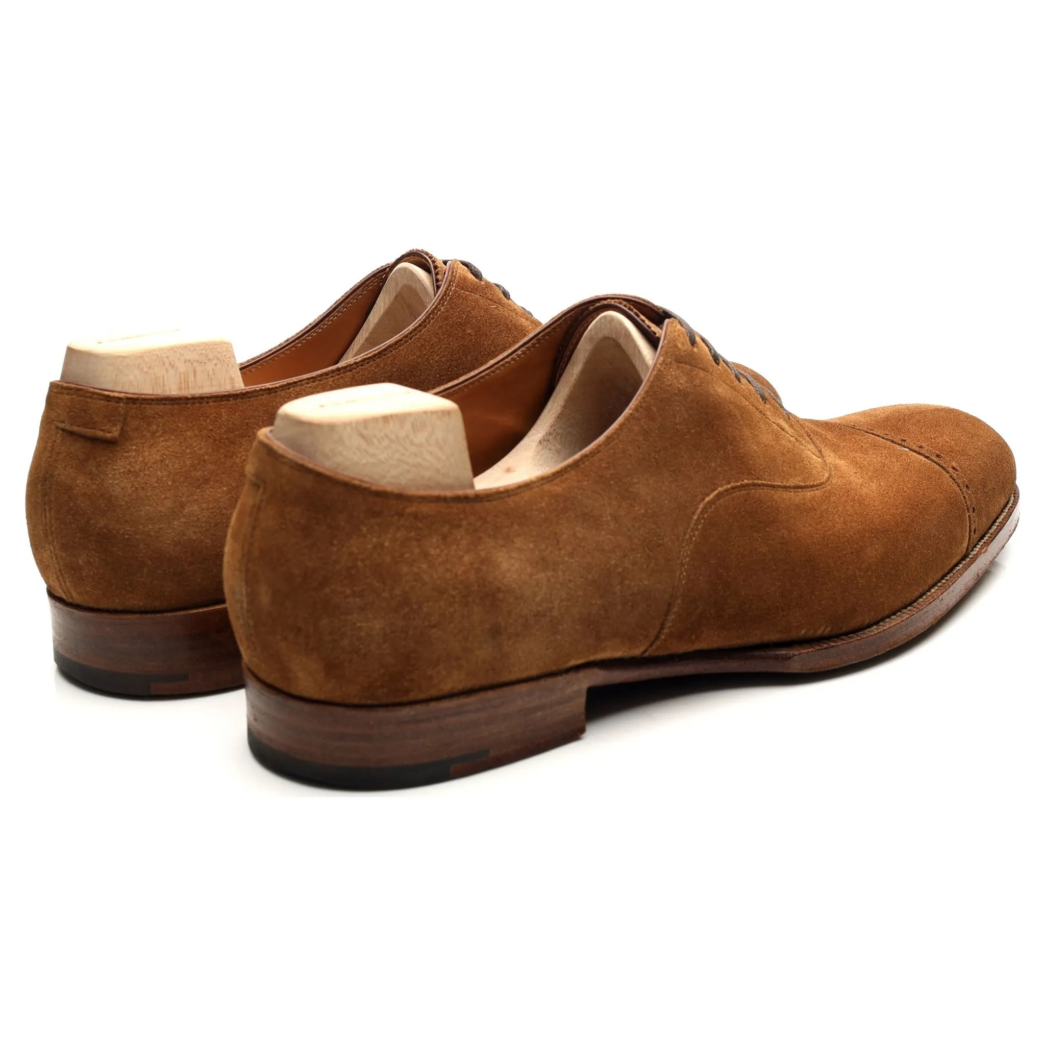 Drake's Tan Brown Suede Oxford Semi Brogues UK 10 F