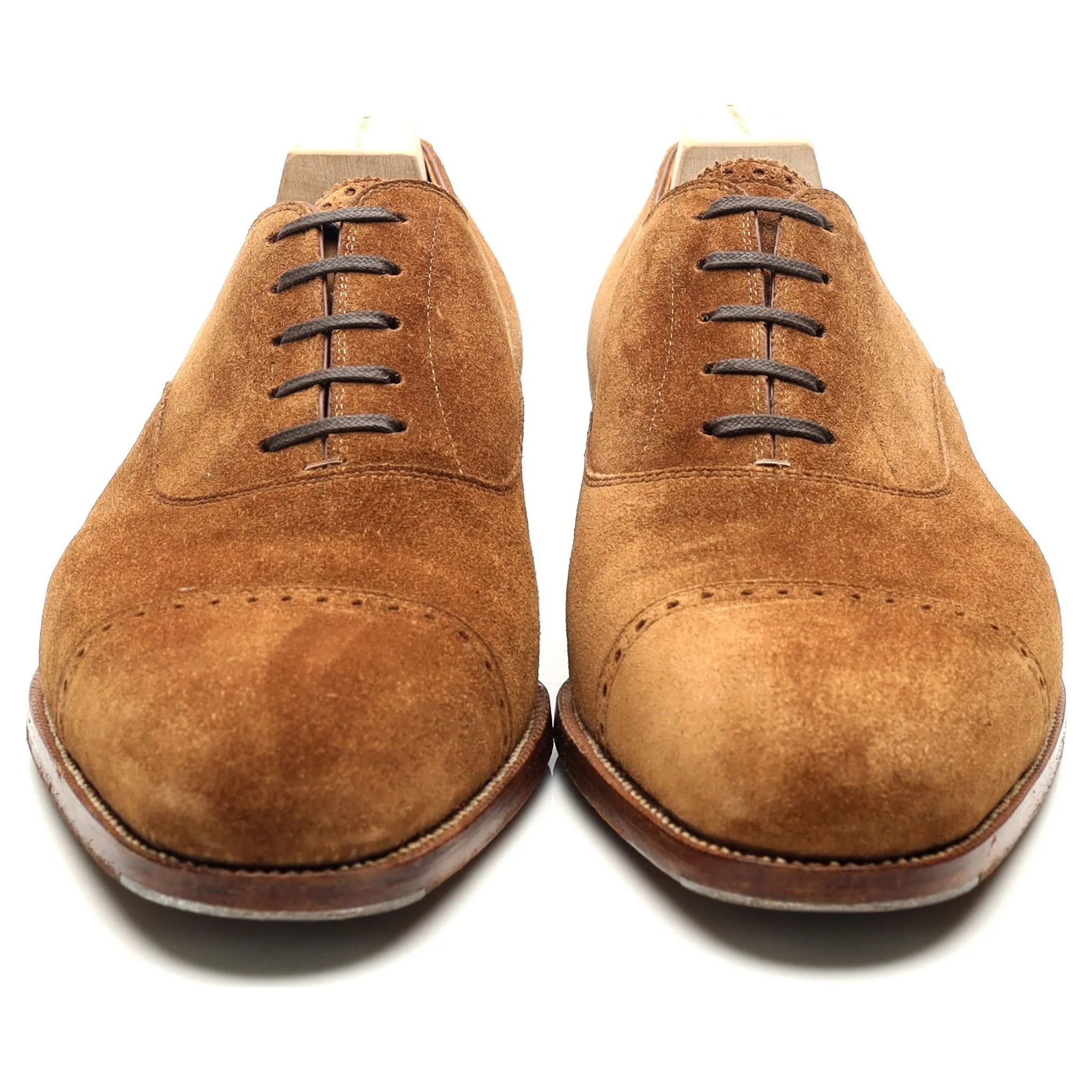 Drake's Tan Brown Suede Oxford Semi Brogues UK 10 F