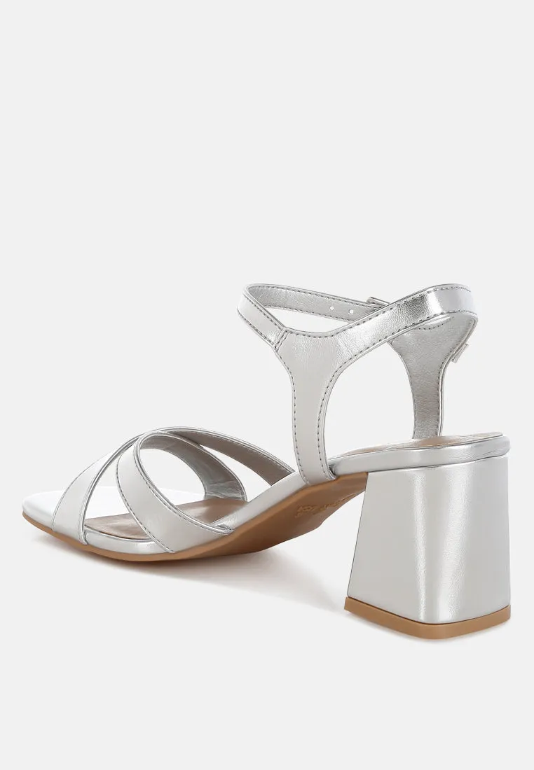 Edessa Metallic Ankle Strap Sandals