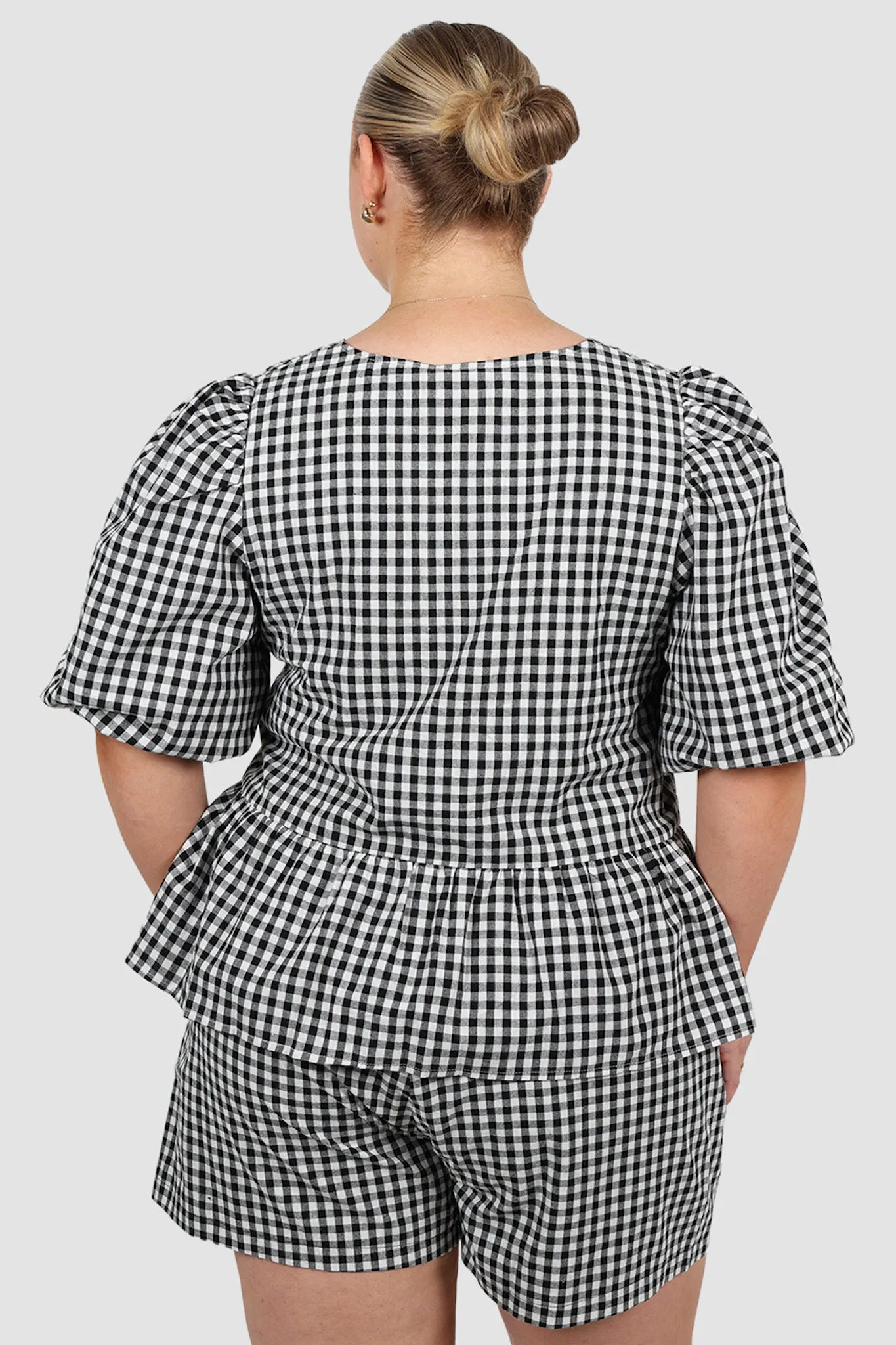 FAWN TOP B&W GINGHAM