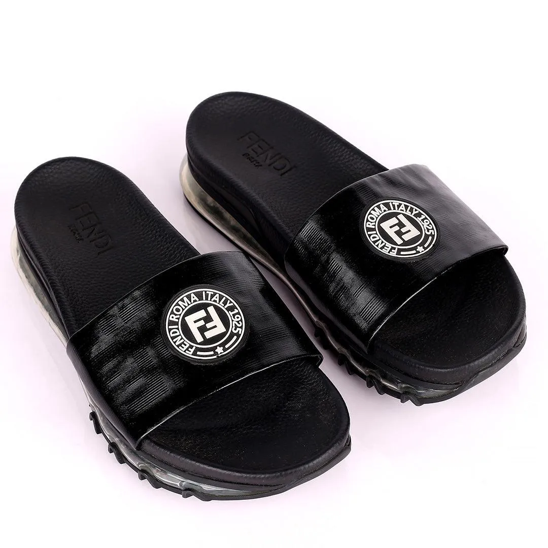 Fend Elegant Sneakers Sole Designed Black Slippers