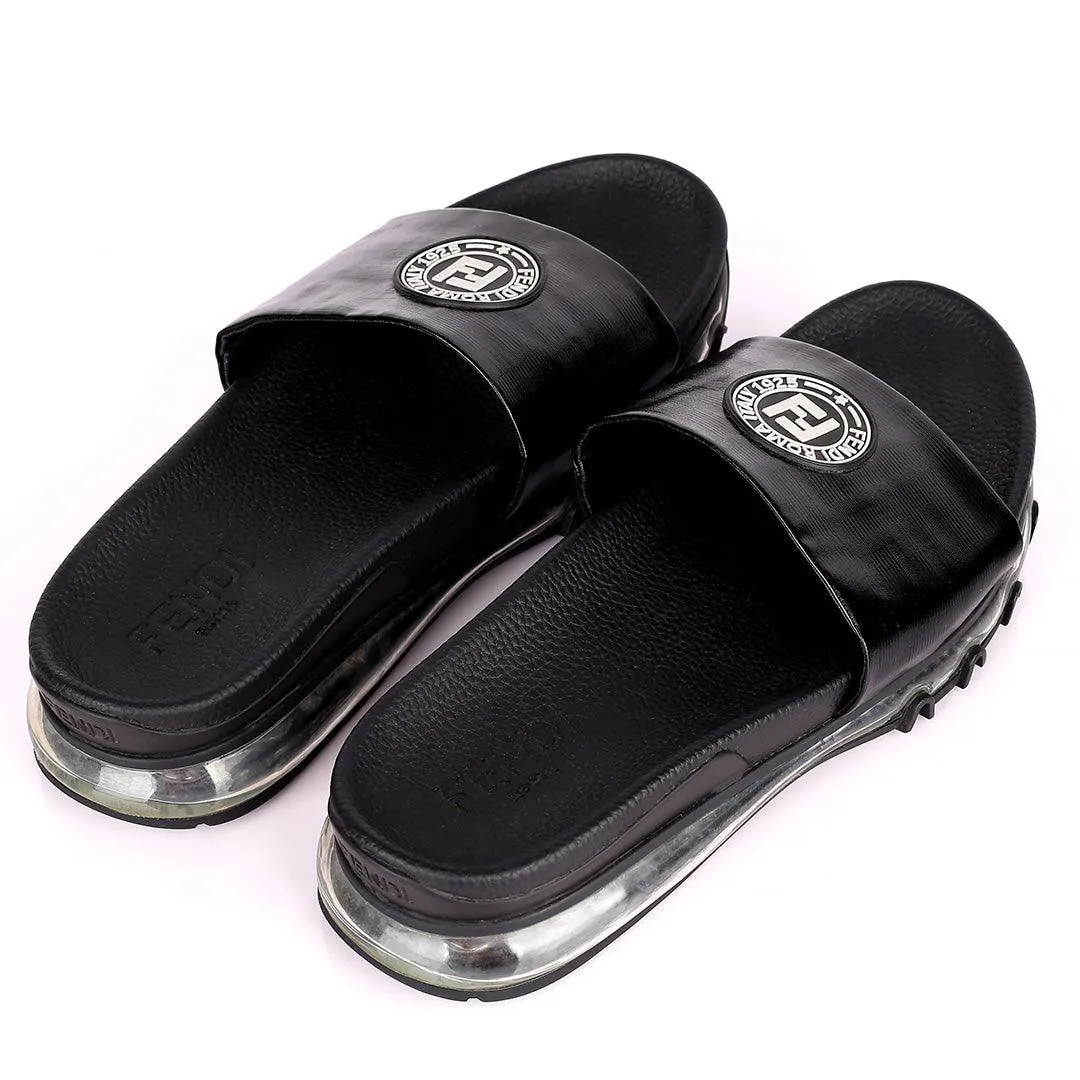 Fend Elegant Sneakers Sole Designed Black Slippers