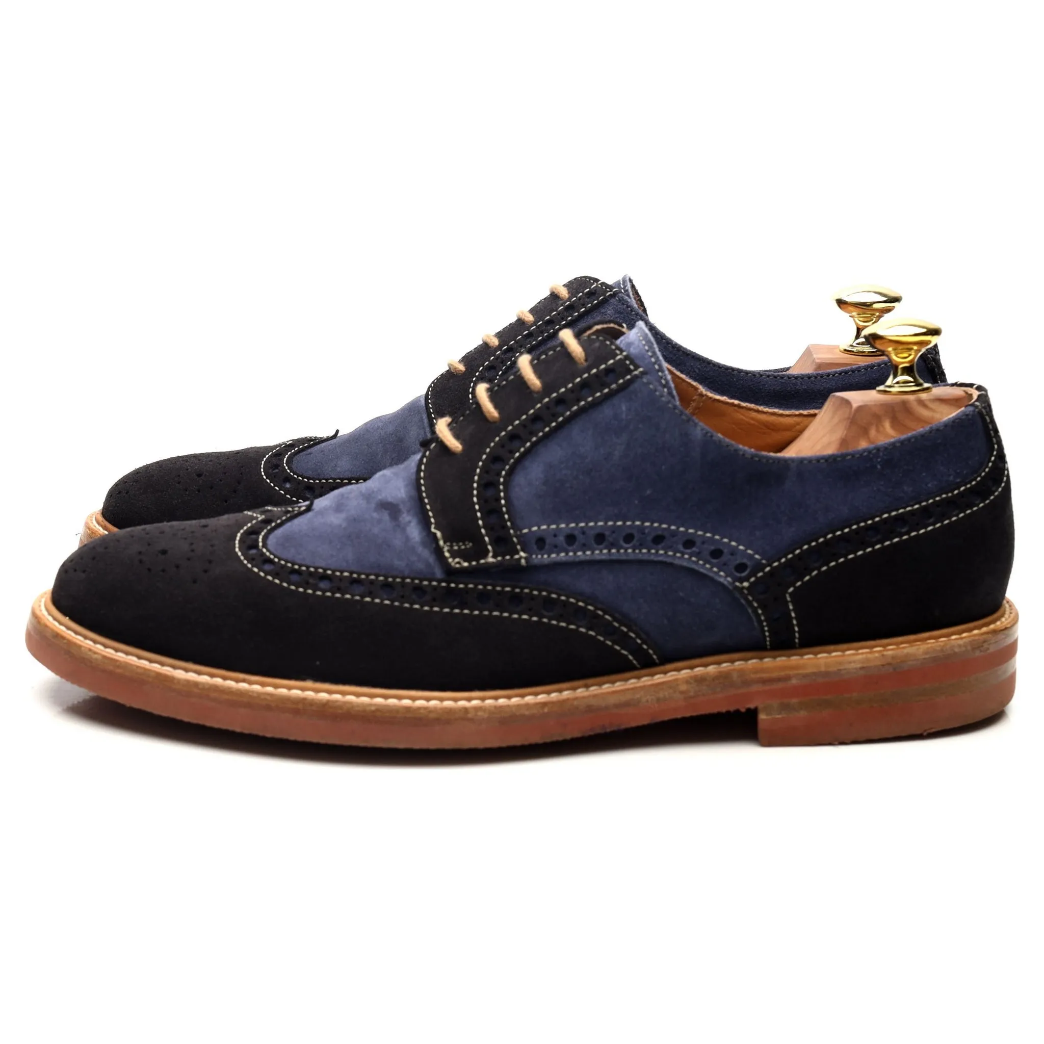 'Gosport' Navy Blue Suede Derby Brogues UK 7 F