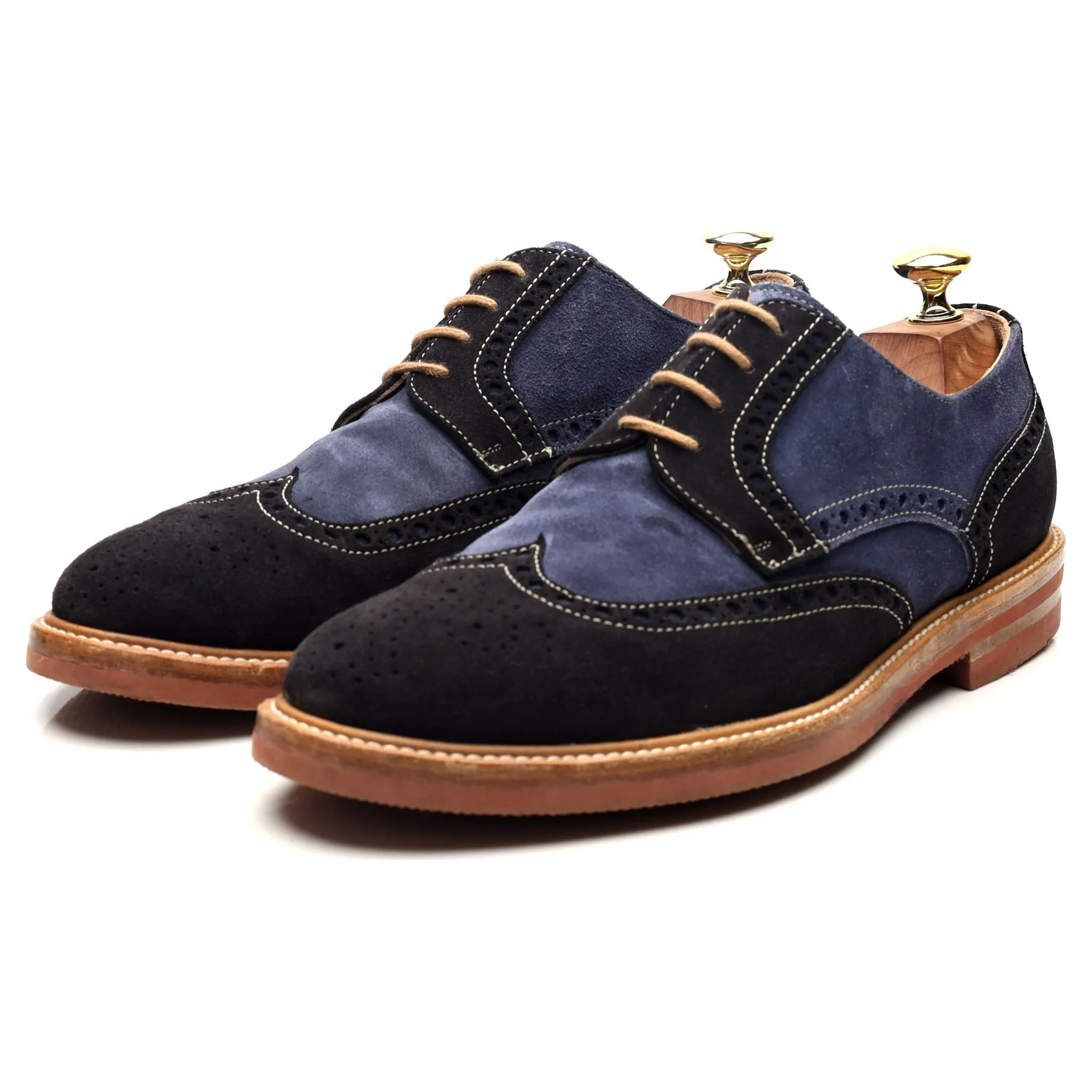 'Gosport' Navy Blue Suede Derby Brogues UK 7 F