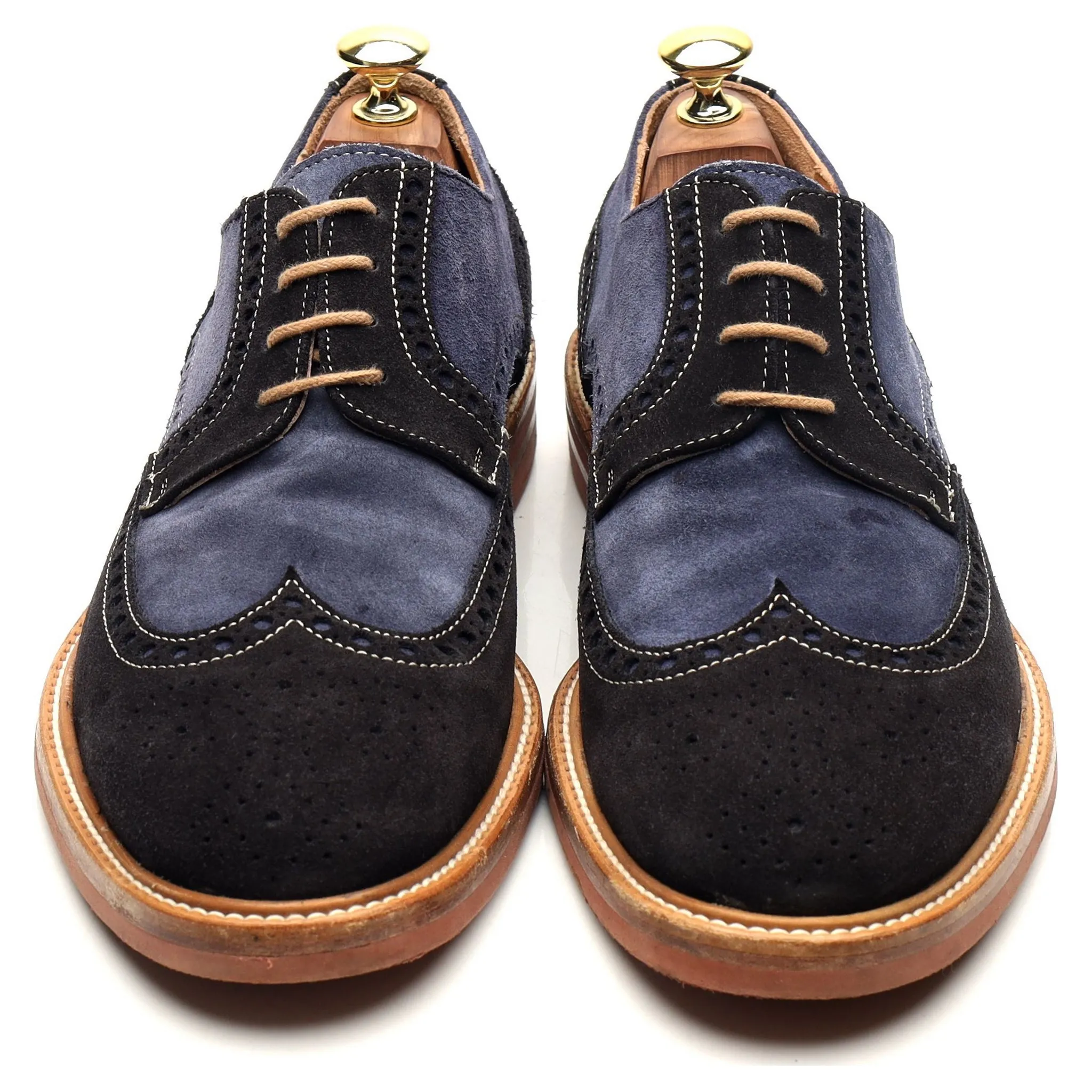 'Gosport' Navy Blue Suede Derby Brogues UK 7 F