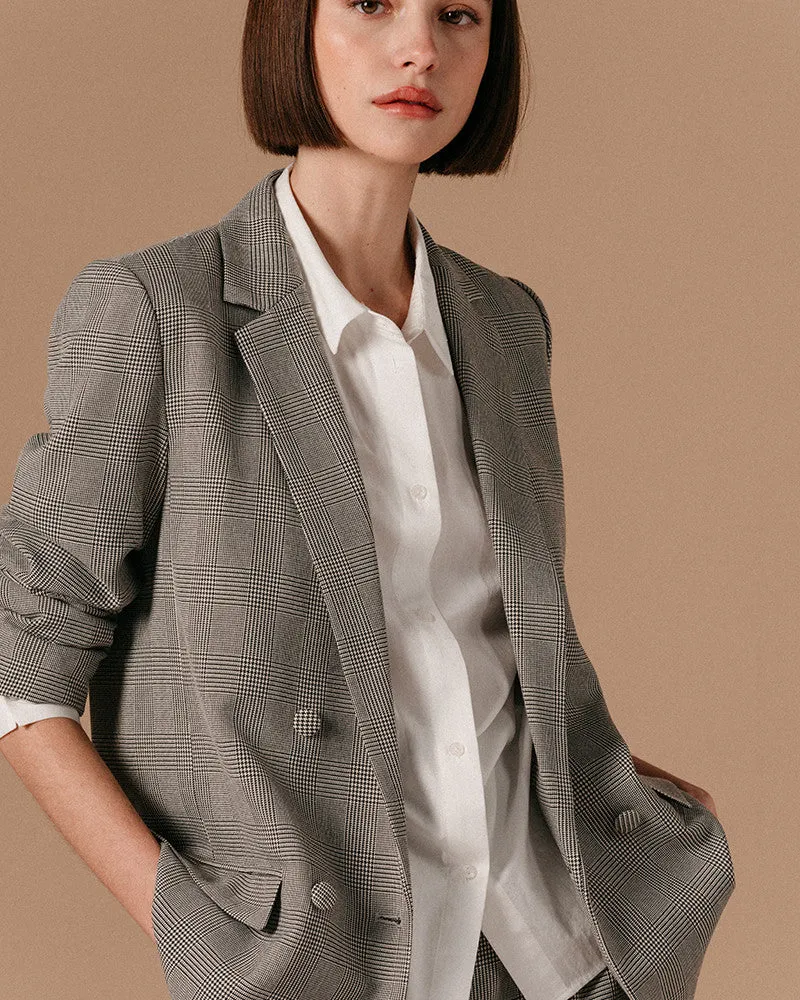 Grace & Mila Checked Blazer - Black / White