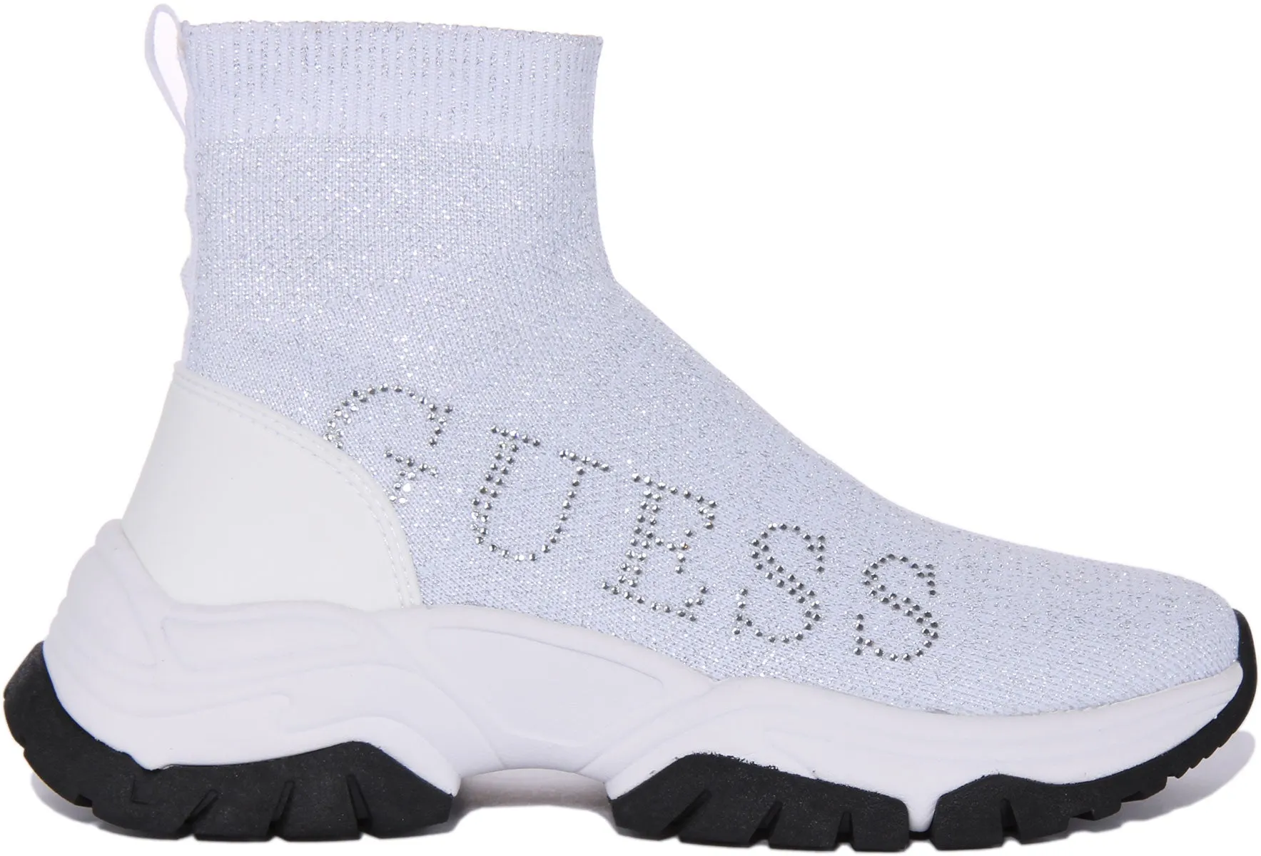 Guess Nollen Sock Trainer In White For Women