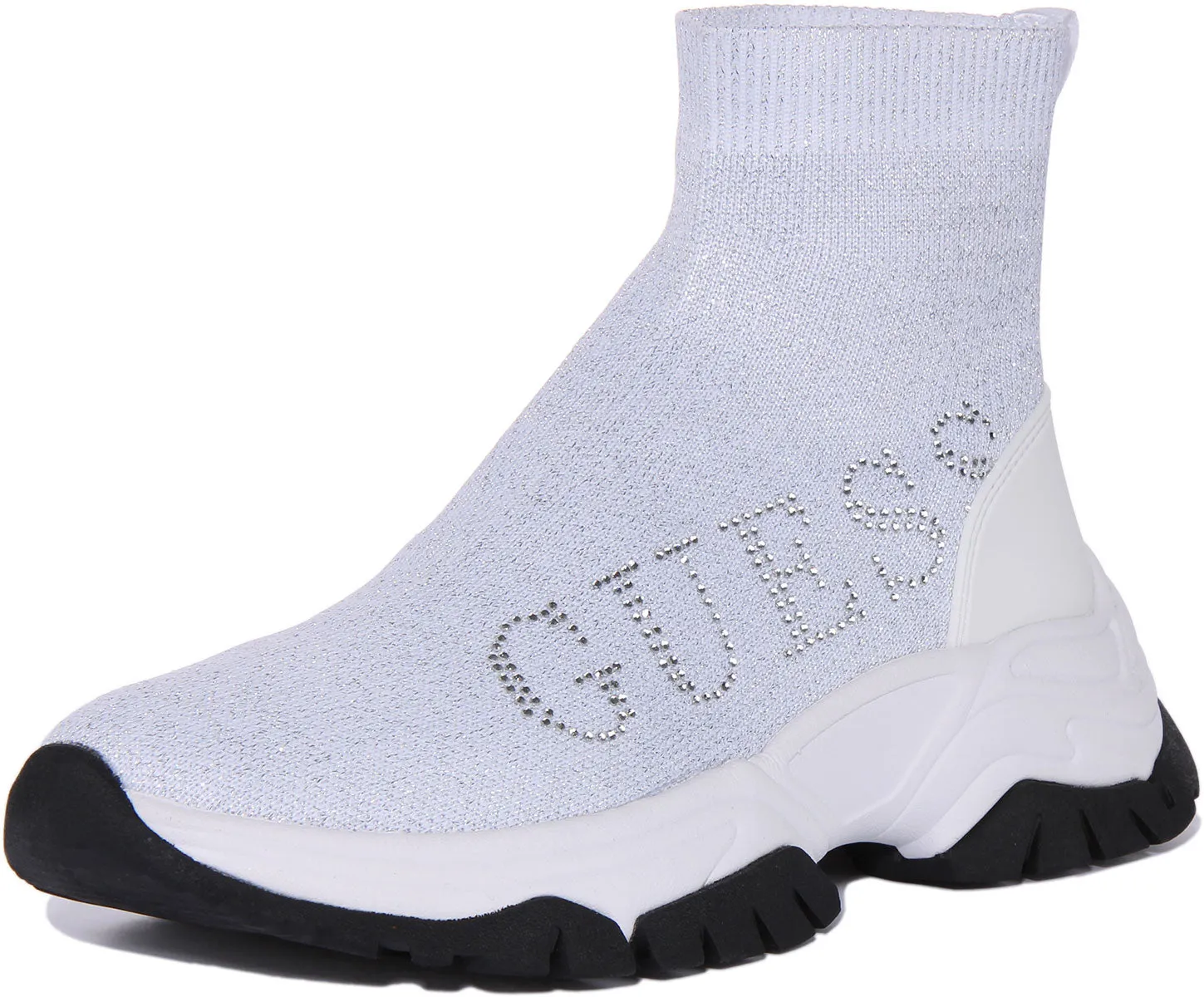 Guess Nollen Sock Trainer In White For Women