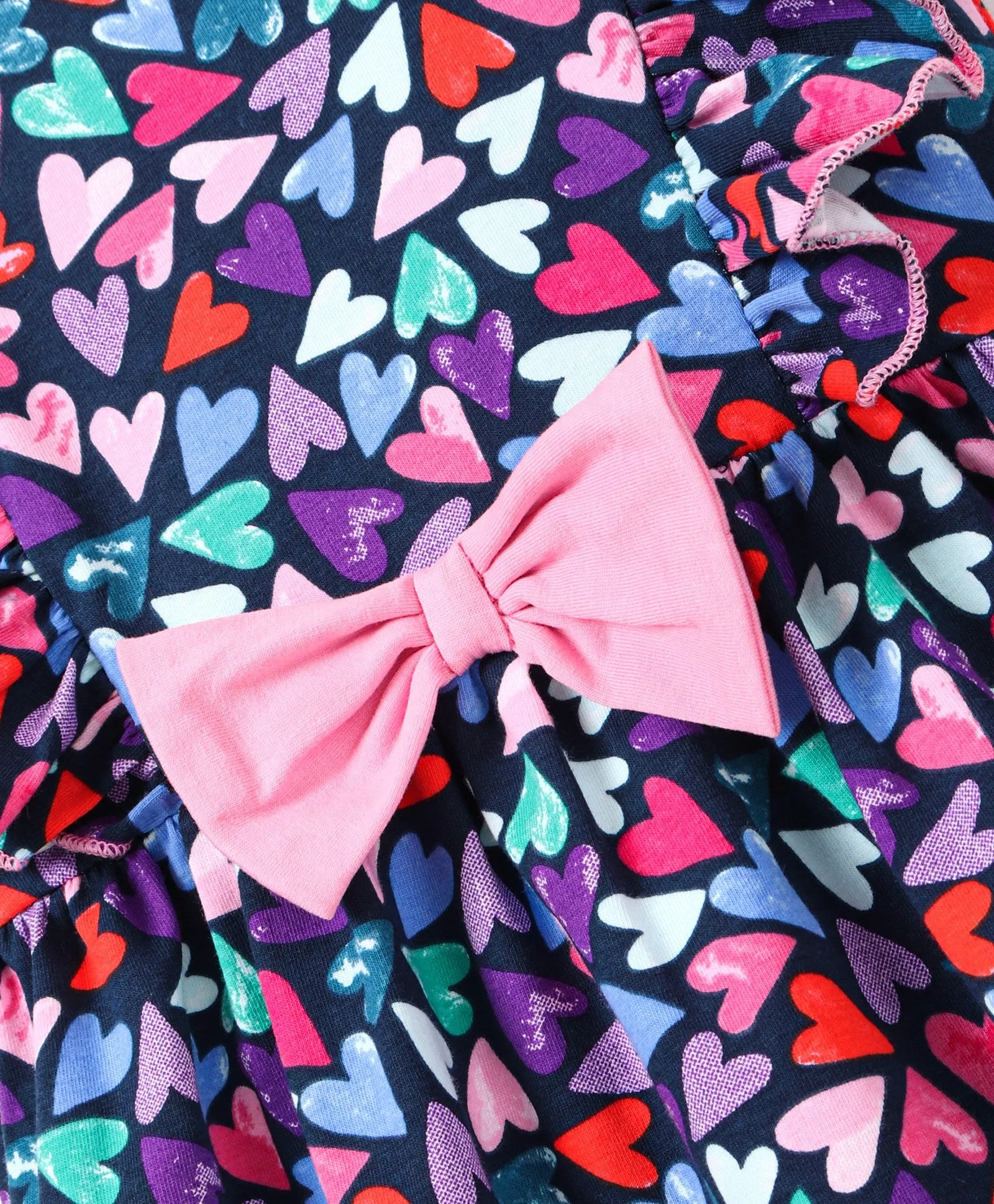 Hearts Printed Bow Frilled Top Short Set