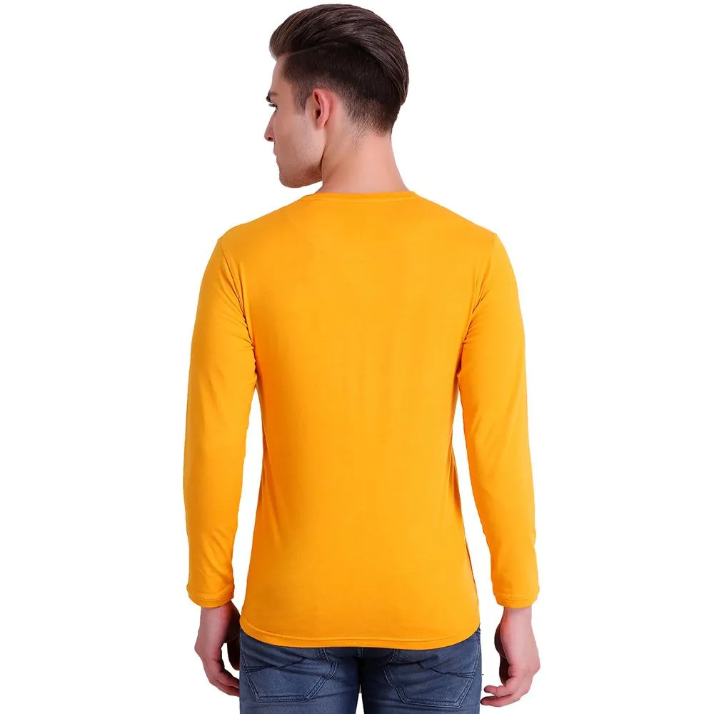 HiFlyers Men Round Neck Solid T-Shirtyellow