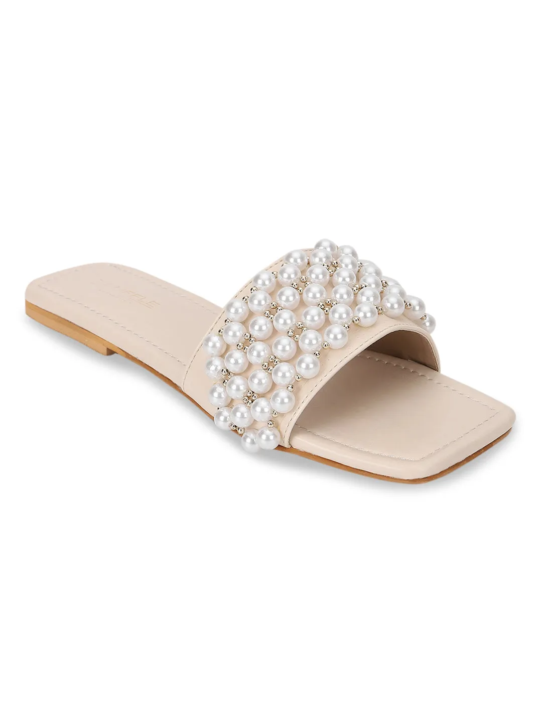 Light Beige PU Slip-On Flats (TC-KL004-LBEIG)