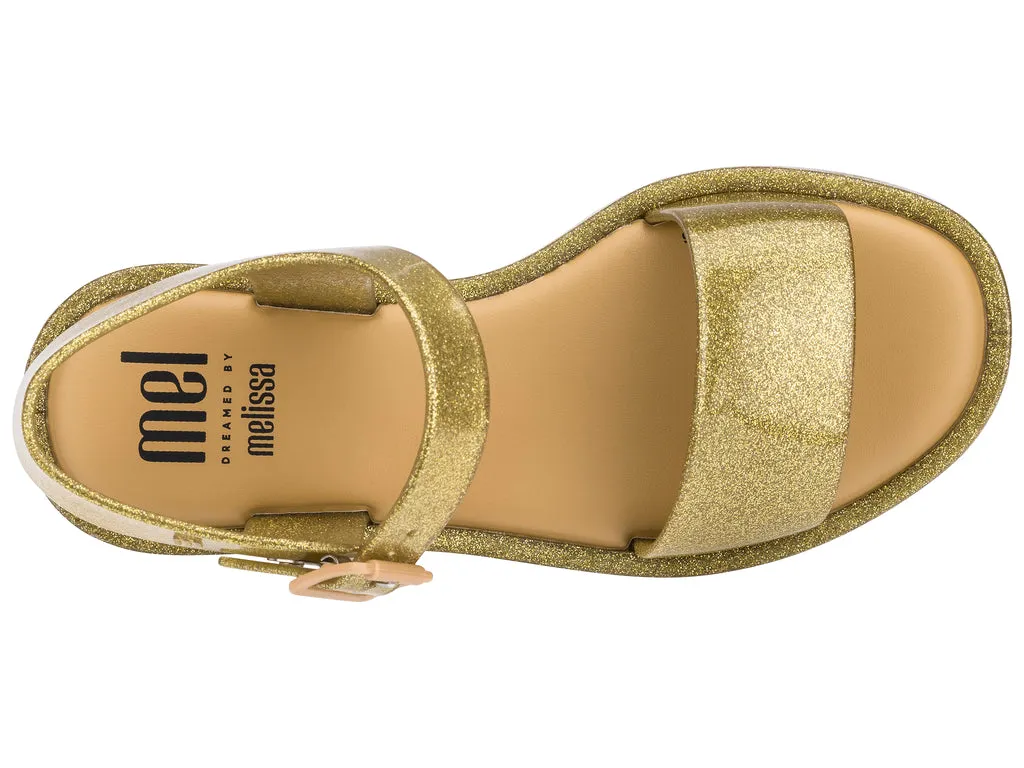 Mel Mar Golden Glitter Buckle Sandals For Girls