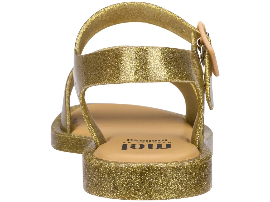 Mel Mar Golden Glitter Buckle Sandals For Girls