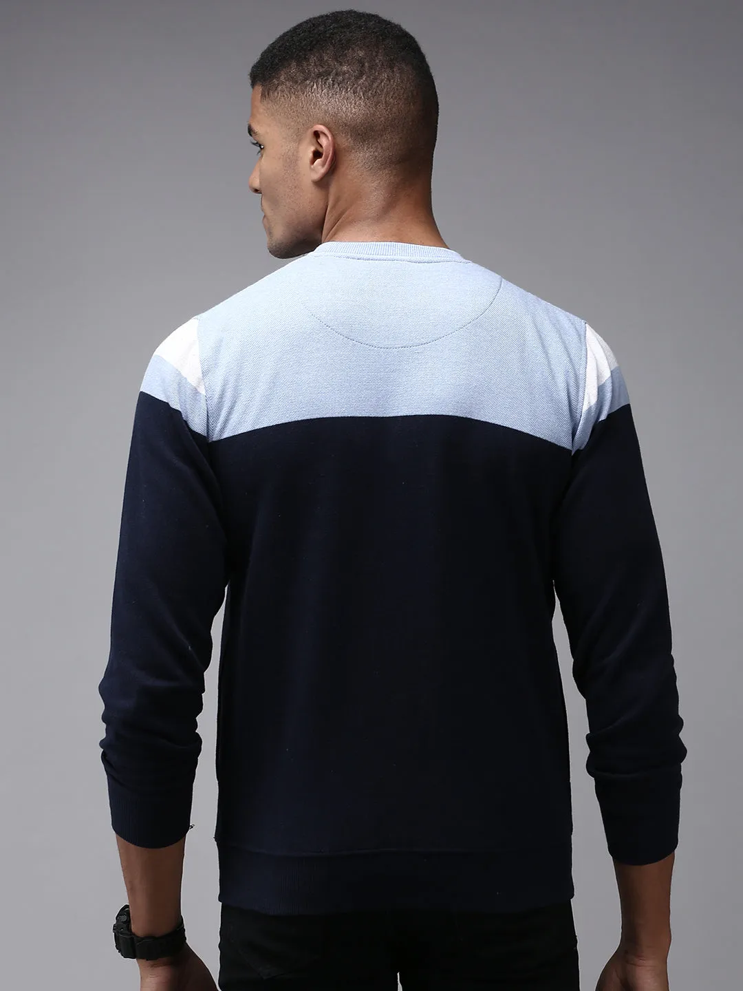 Men Blue Colourblock Sweatshirt