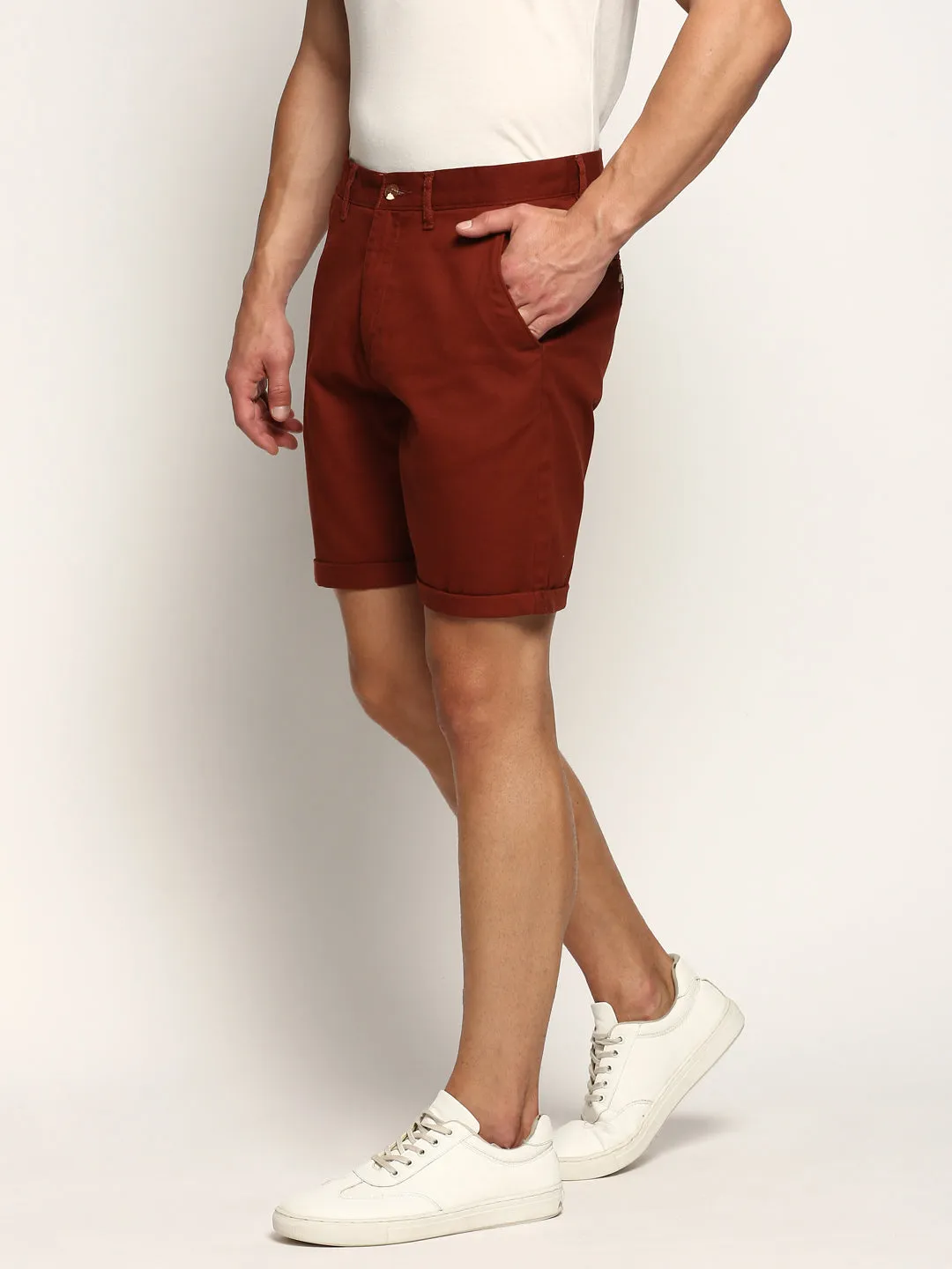 Men Rust Solid Shorts