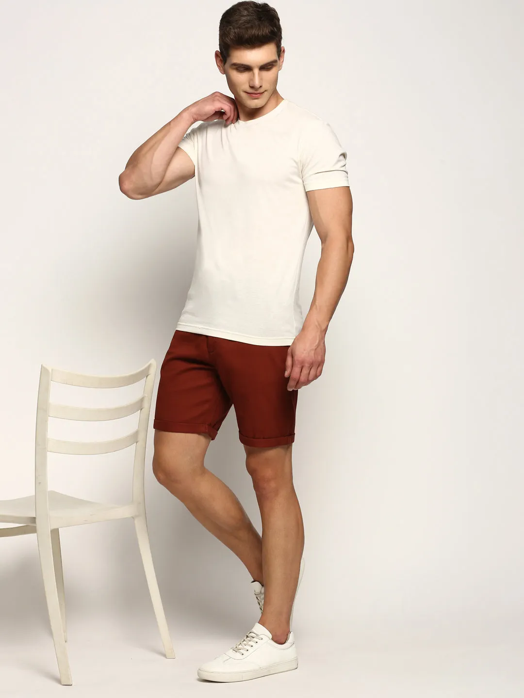 Men Rust Solid Shorts