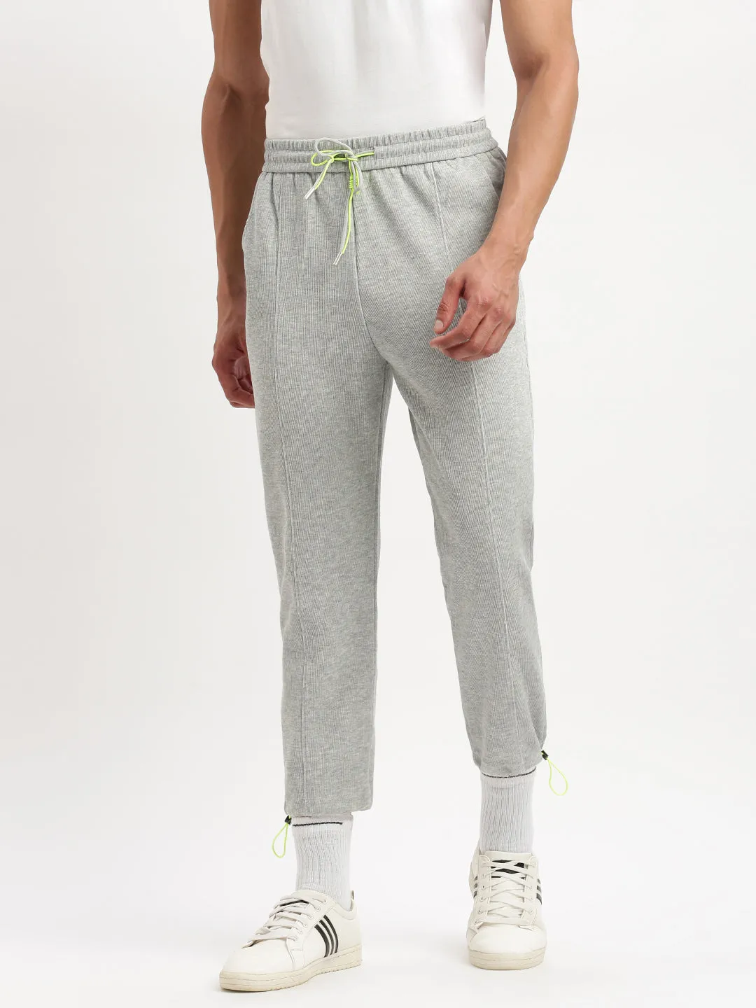 Men Slim Fit Solid Grey Track Pant