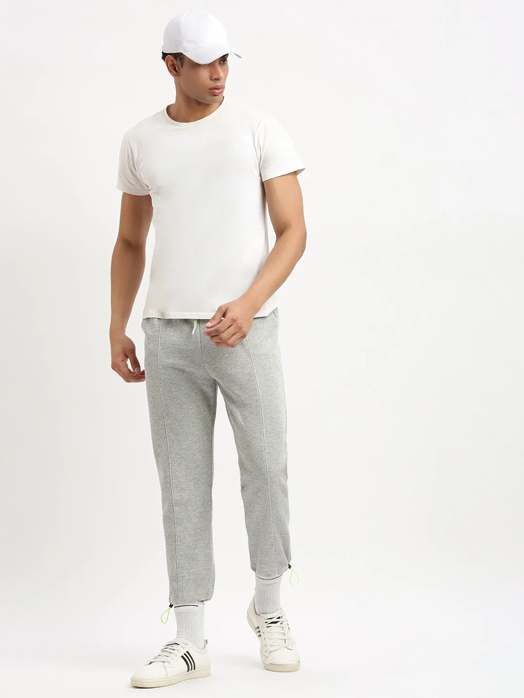 Men Slim Fit Solid Grey Track Pant