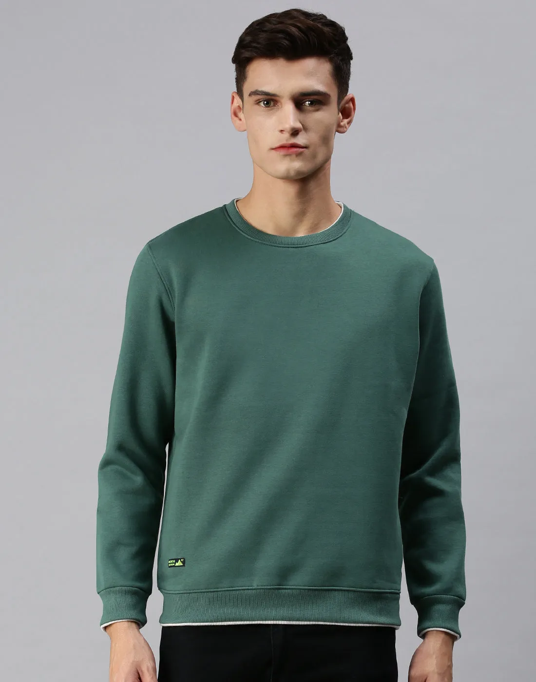 Men Solid Olive Sweatshirt