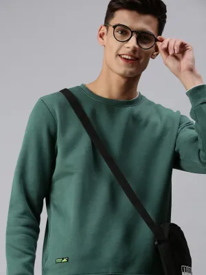 Men Solid Olive Sweatshirt