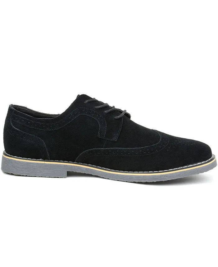 Men's dress shoes Beau, brogues made of natural suede Alpine Swiss Lace-Up Oxfords with Wing Tips, Black