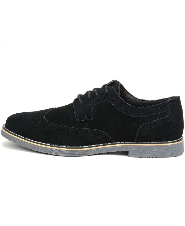 Men's dress shoes Beau, brogues made of natural suede Alpine Swiss Lace-Up Oxfords with Wing Tips, Black