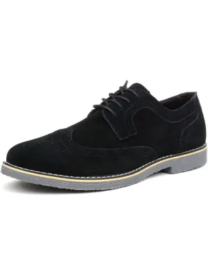 Men's dress shoes Beau, brogues made of natural suede Alpine Swiss Lace-Up Oxfords with Wing Tips, Black