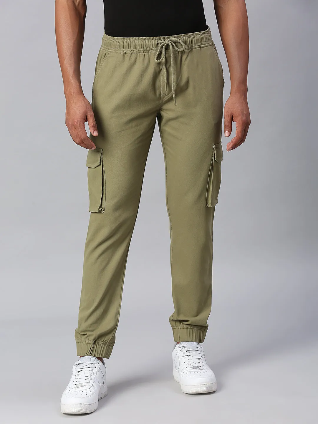 Men's Tapered Fit Cotton Joggers (Light Olive)