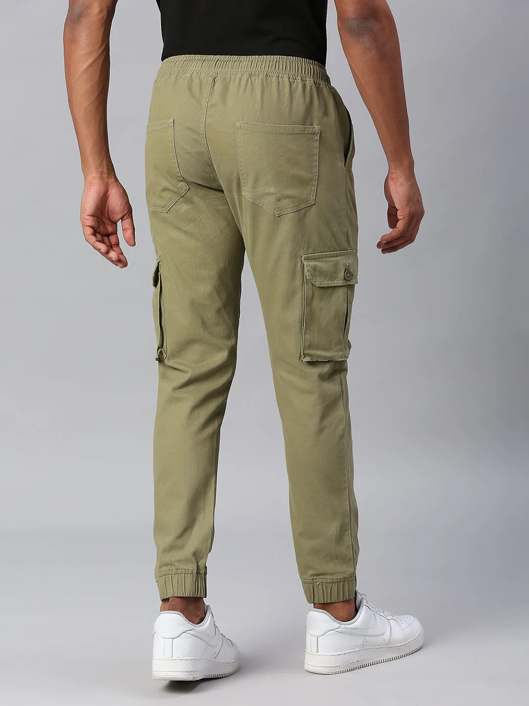 Men's Tapered Fit Cotton Joggers (Light Olive)