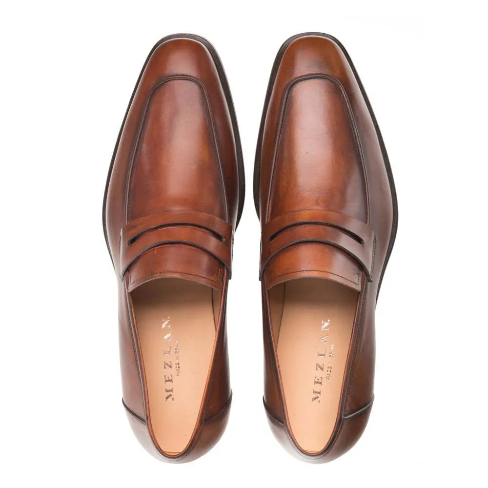 Mezlan Calfskin Penny Loafer Cognac