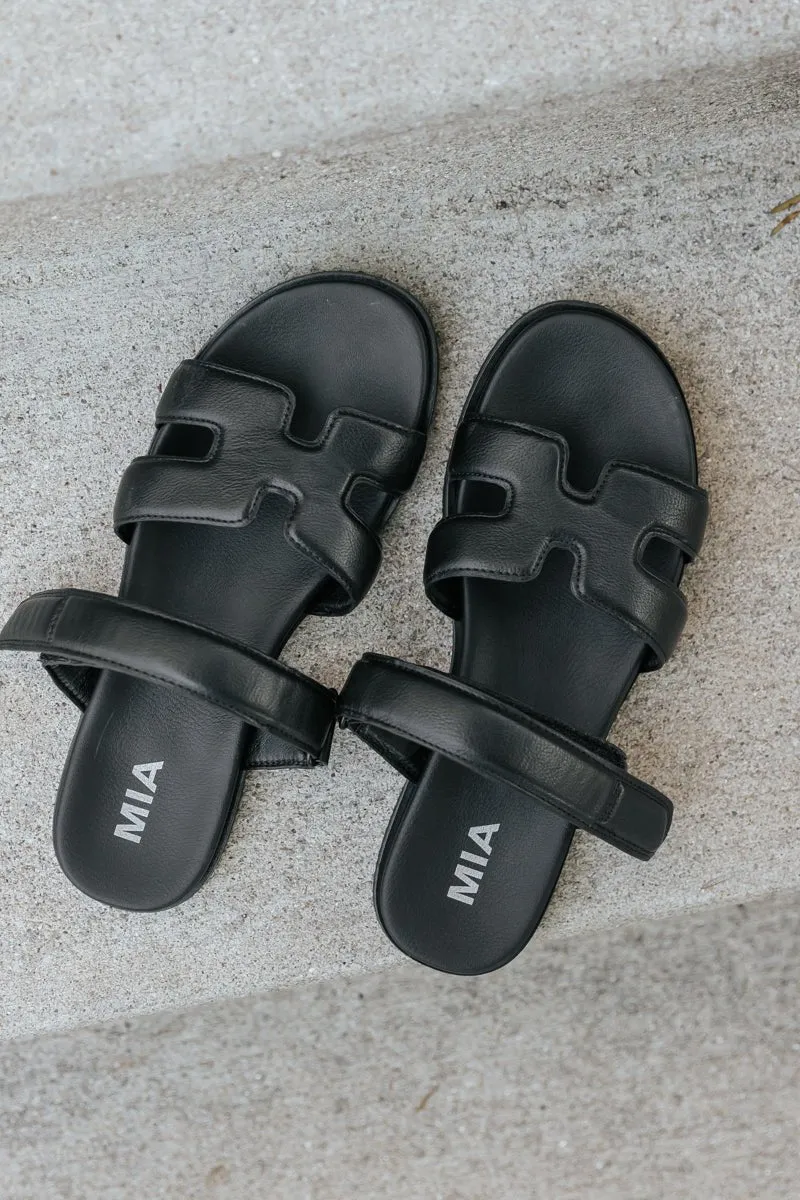 MIA Venezia Black Double Strap Slide Sandal - FINAL SALE