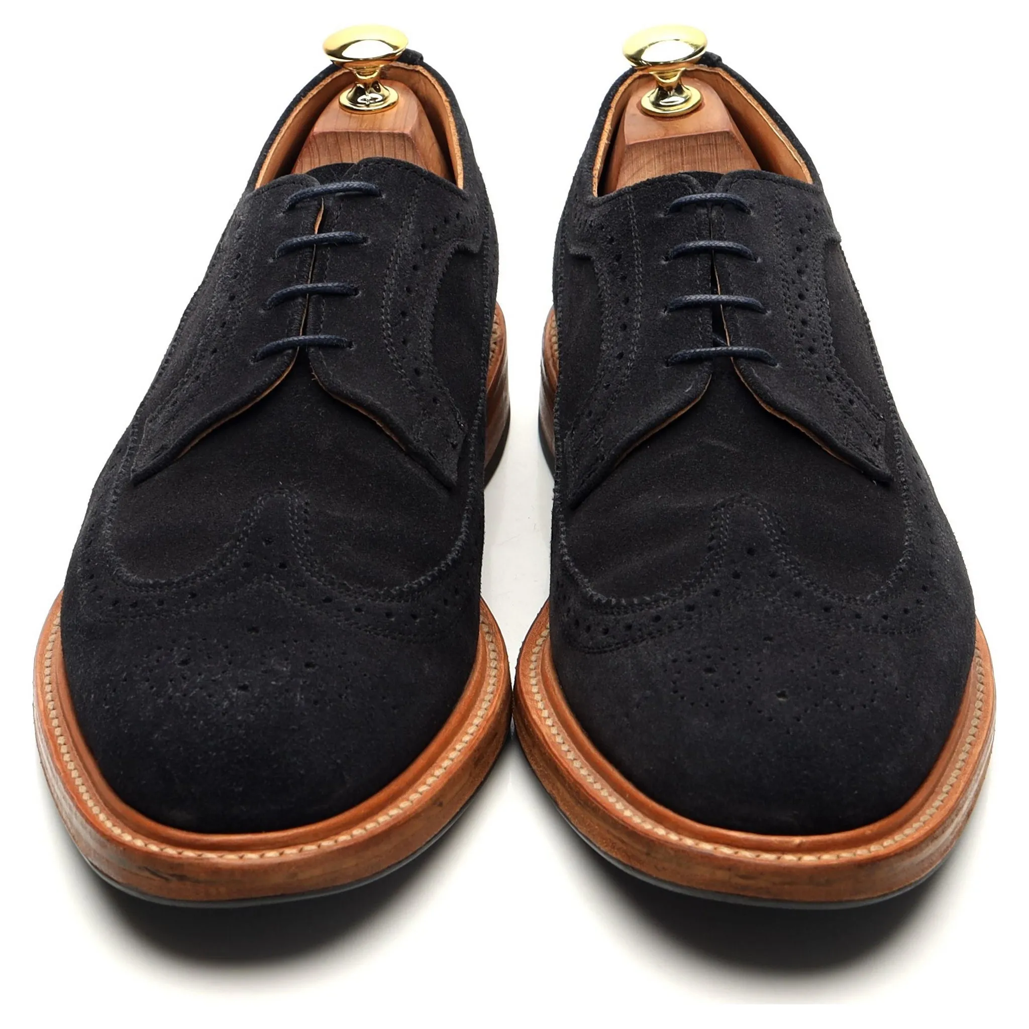 Navy Blue Suede Derby Brogue UK 8.5