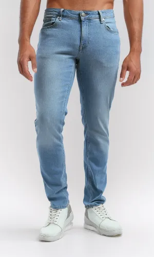 O194972 Light Blue Casual Jeans With Five Pockets