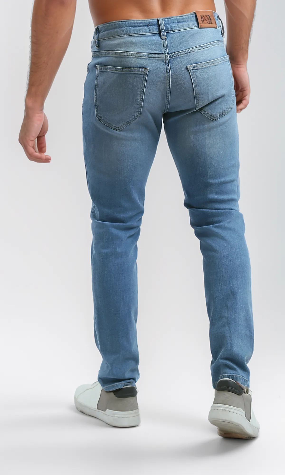 O194972 Light Blue Casual Jeans With Five Pockets