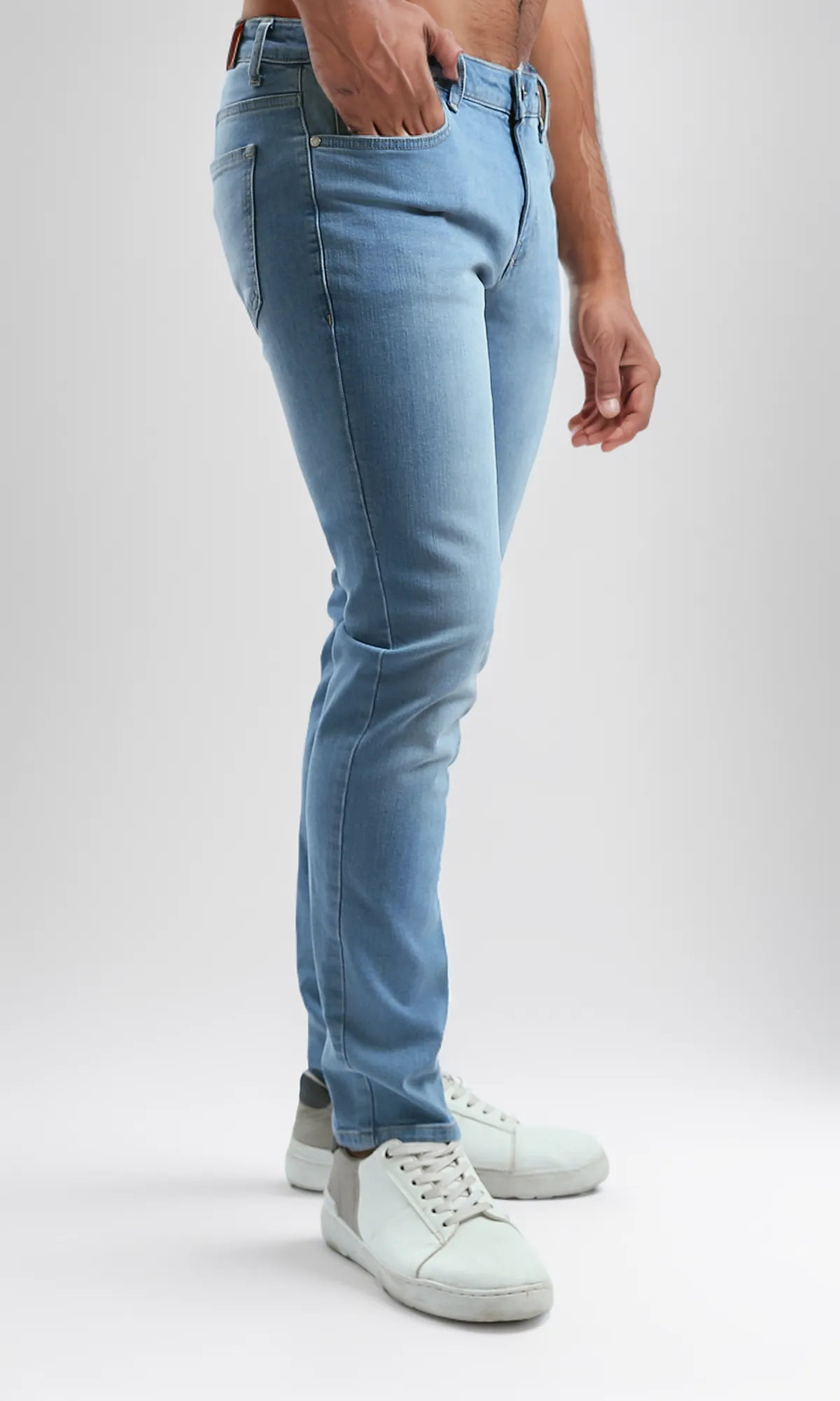 O194972 Light Blue Casual Jeans With Five Pockets