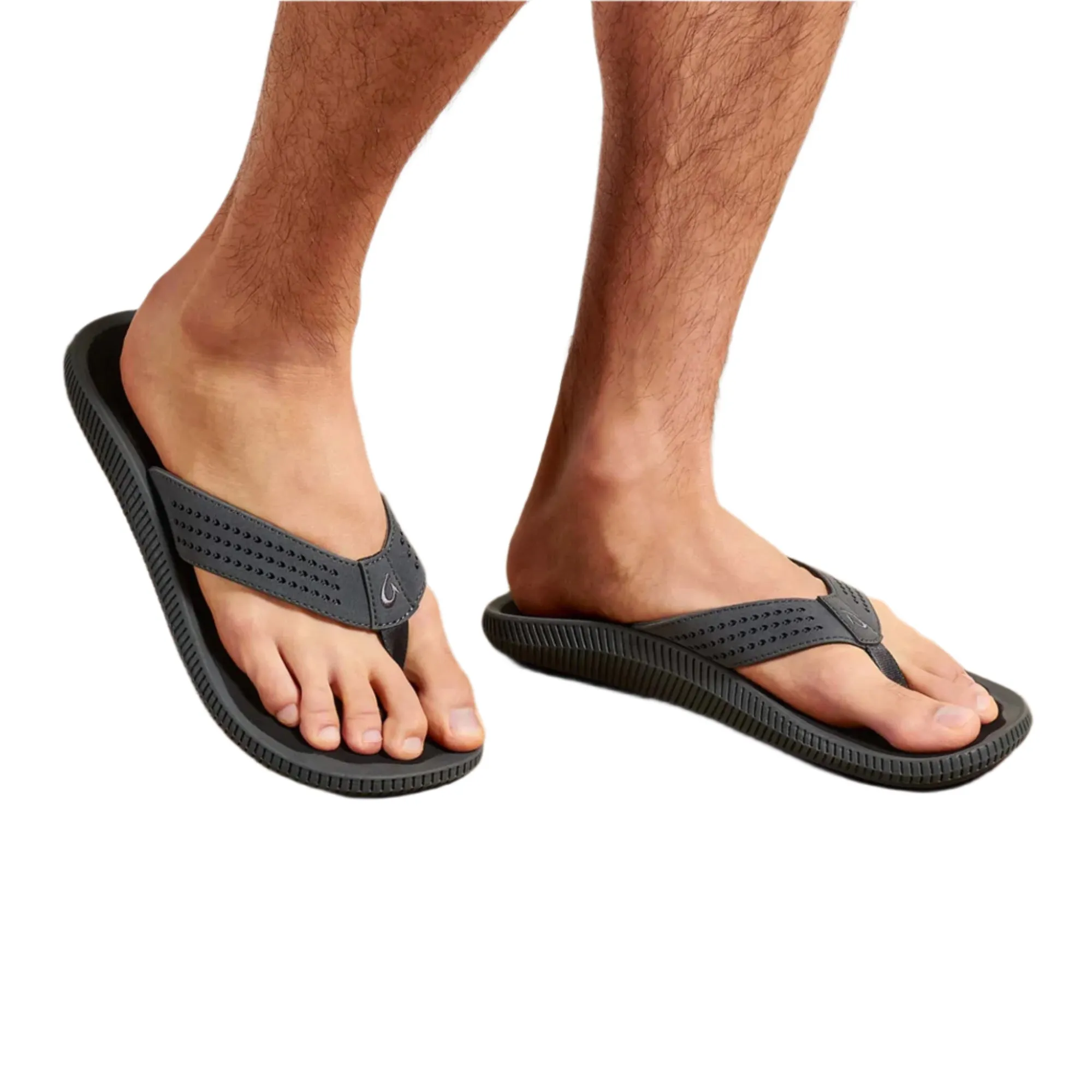 Olukai "Ulele" Men's Sandals-Dark Shadow/Black