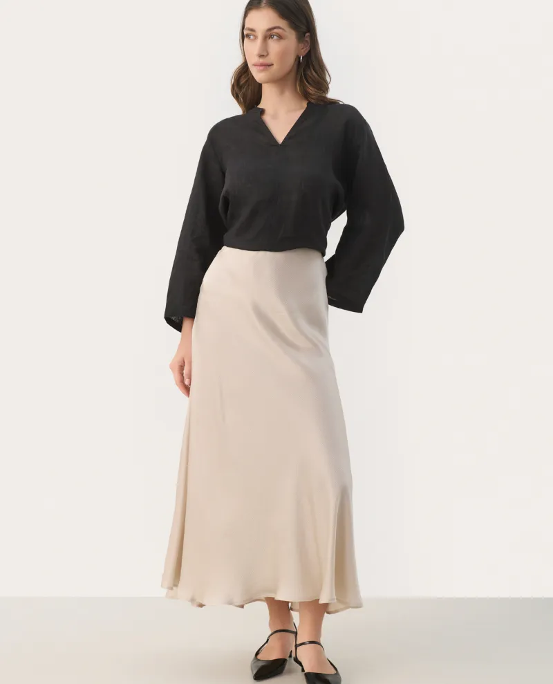 Part Two Rin French Oak Silky Midi Skirt