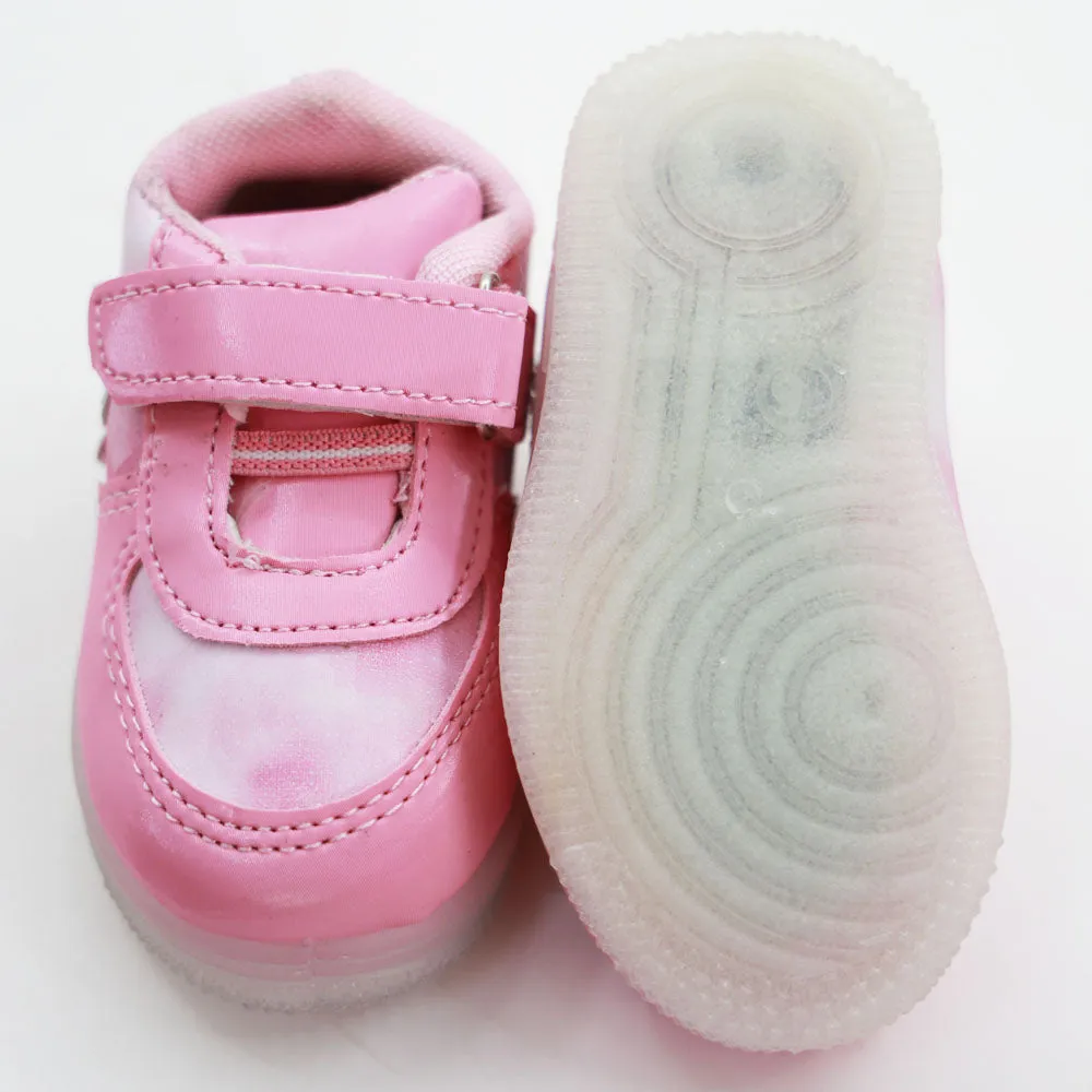 Pink Velcro Closure Sneakers & LED Light-Up