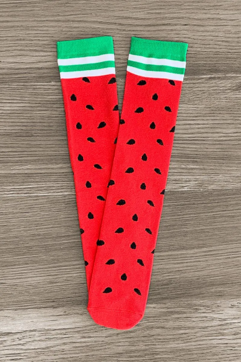 Red Striped Watermelon Socks