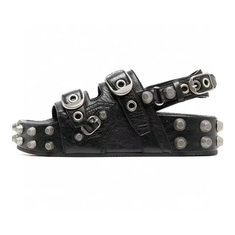 Rivet Fashion Sandals with Medium Platform Heel for Men and Women