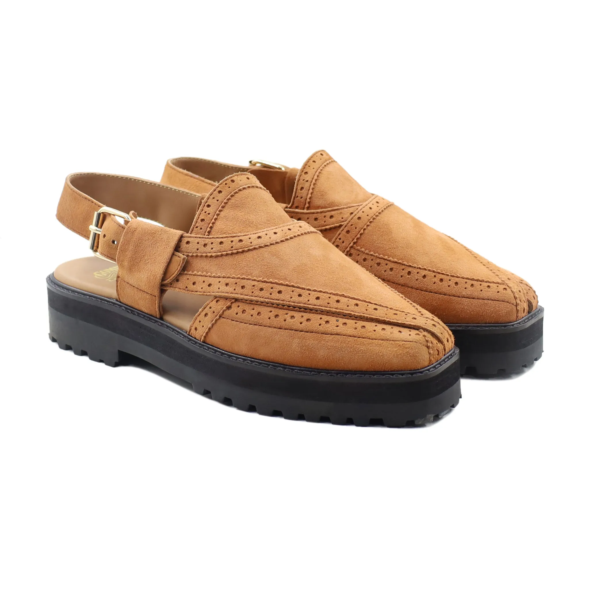 Ryosuke - Men's Tan Kid Suede Sandal