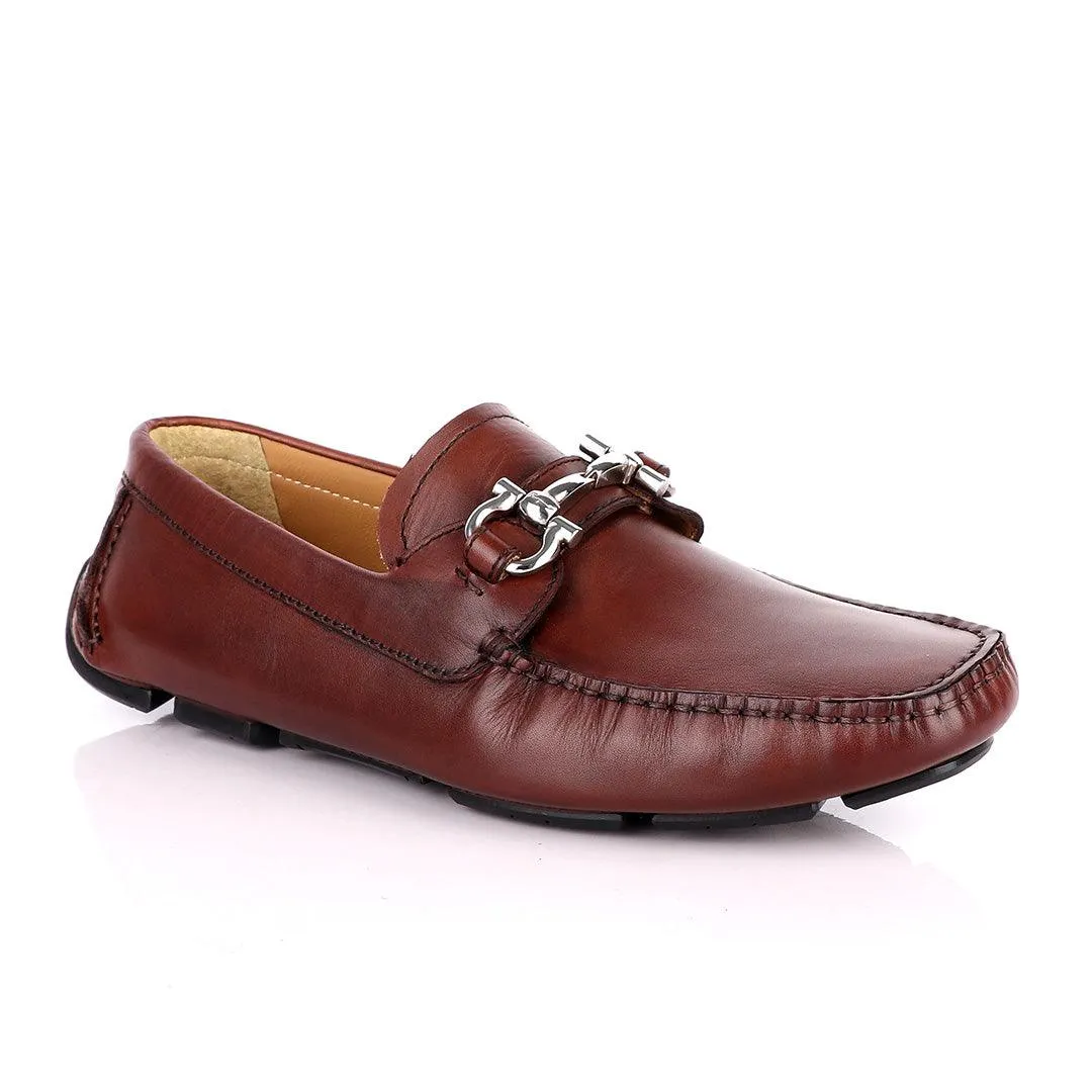 Salvatore Ferragamo Men's Gancini Brown Driver